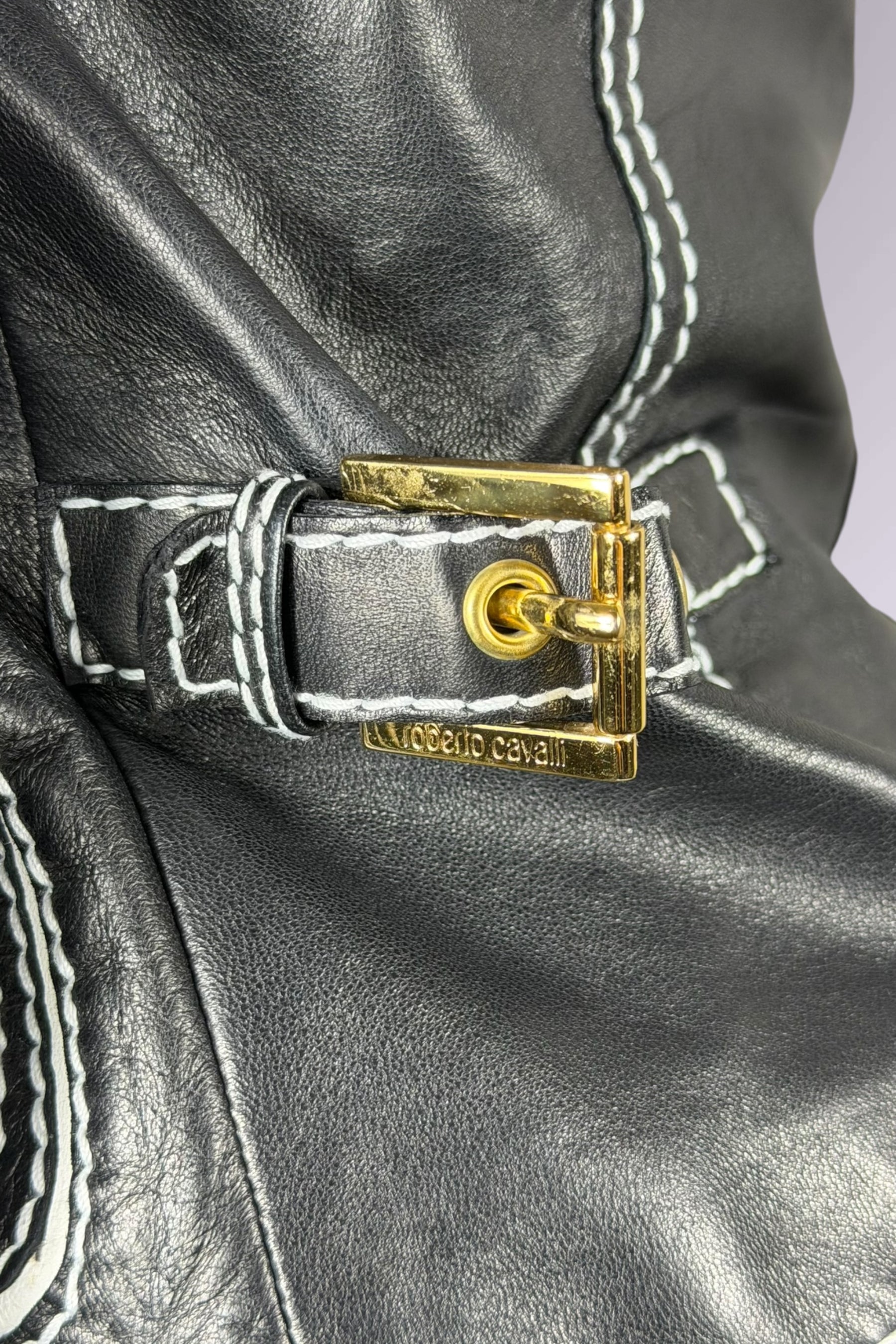 Roberto Cavalli Leather Trompe L’oeil Jacket | Italian Vintage