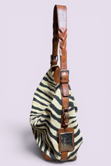 Ralph Lauren Zebra Print Canvas Hobo Bag | American Secondhand