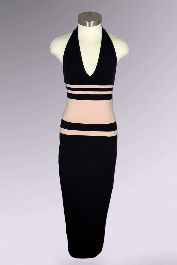 Ralph Ralph Lauren Colorblock Halter Knit Maxi Dress | American Vintage