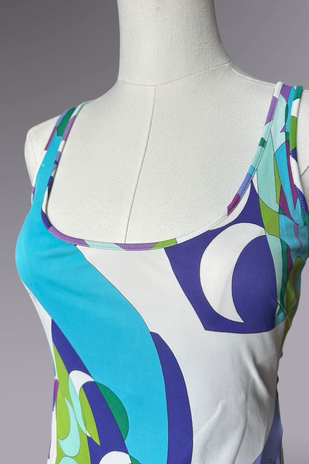 Emilio Pucci Blue & Purple Sleeveless Printed Top | Italian Vintage