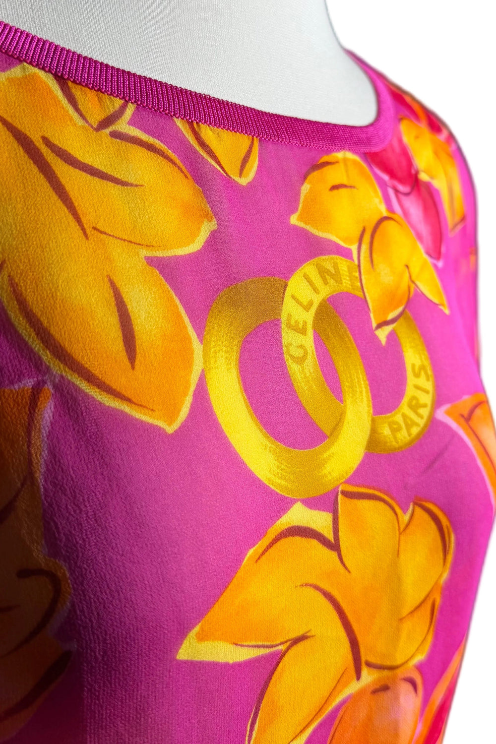 Celine Sheer Silk Fruit Print Oversized Fit Top | French Secondhand
