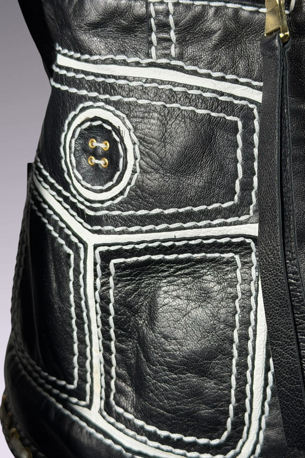 Roberto Cavalli Leather Trompe L’oeil Jacket | Italian Vintage