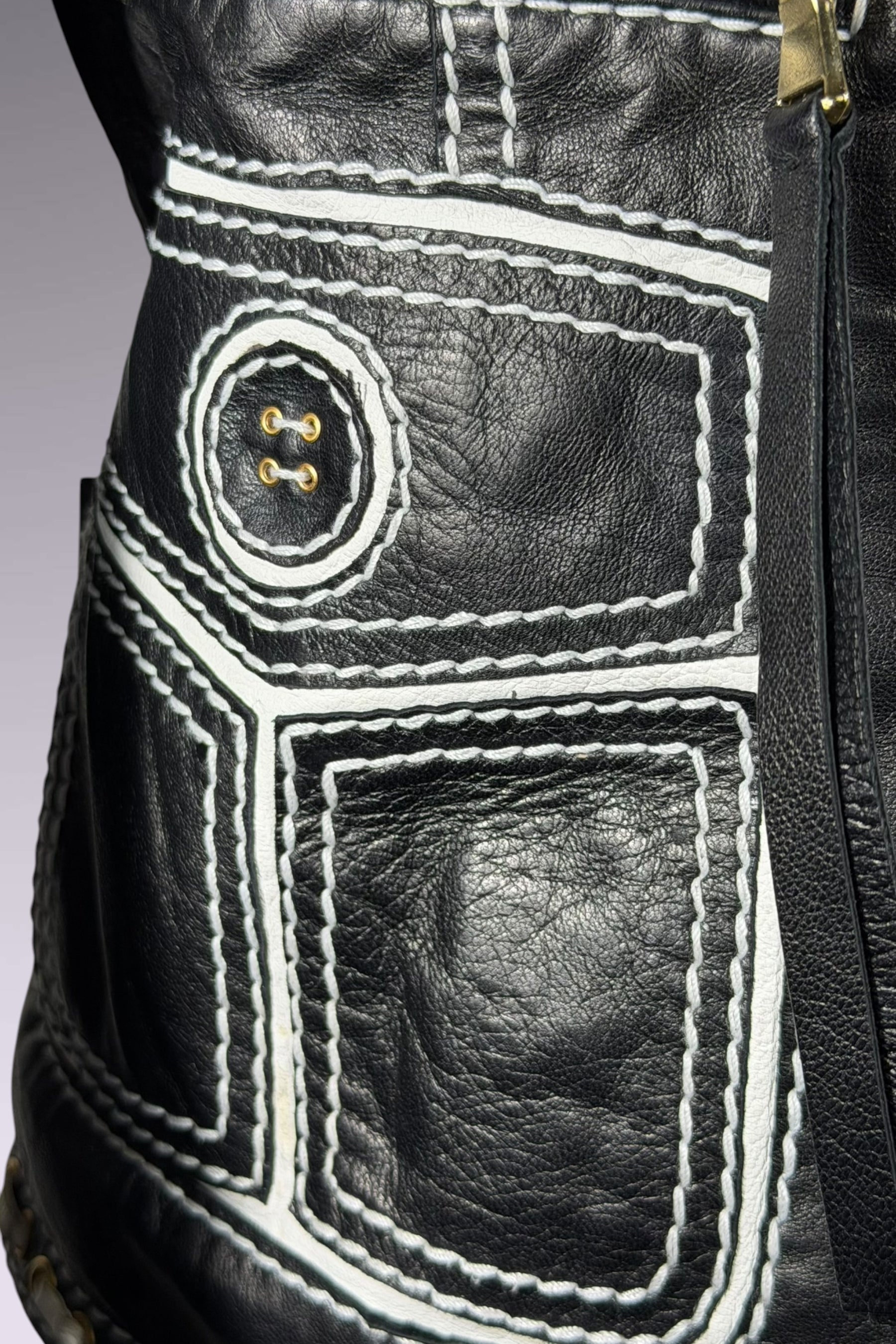 Roberto Cavalli Leather Trompe L’oeil Jacket | Italian Vintage