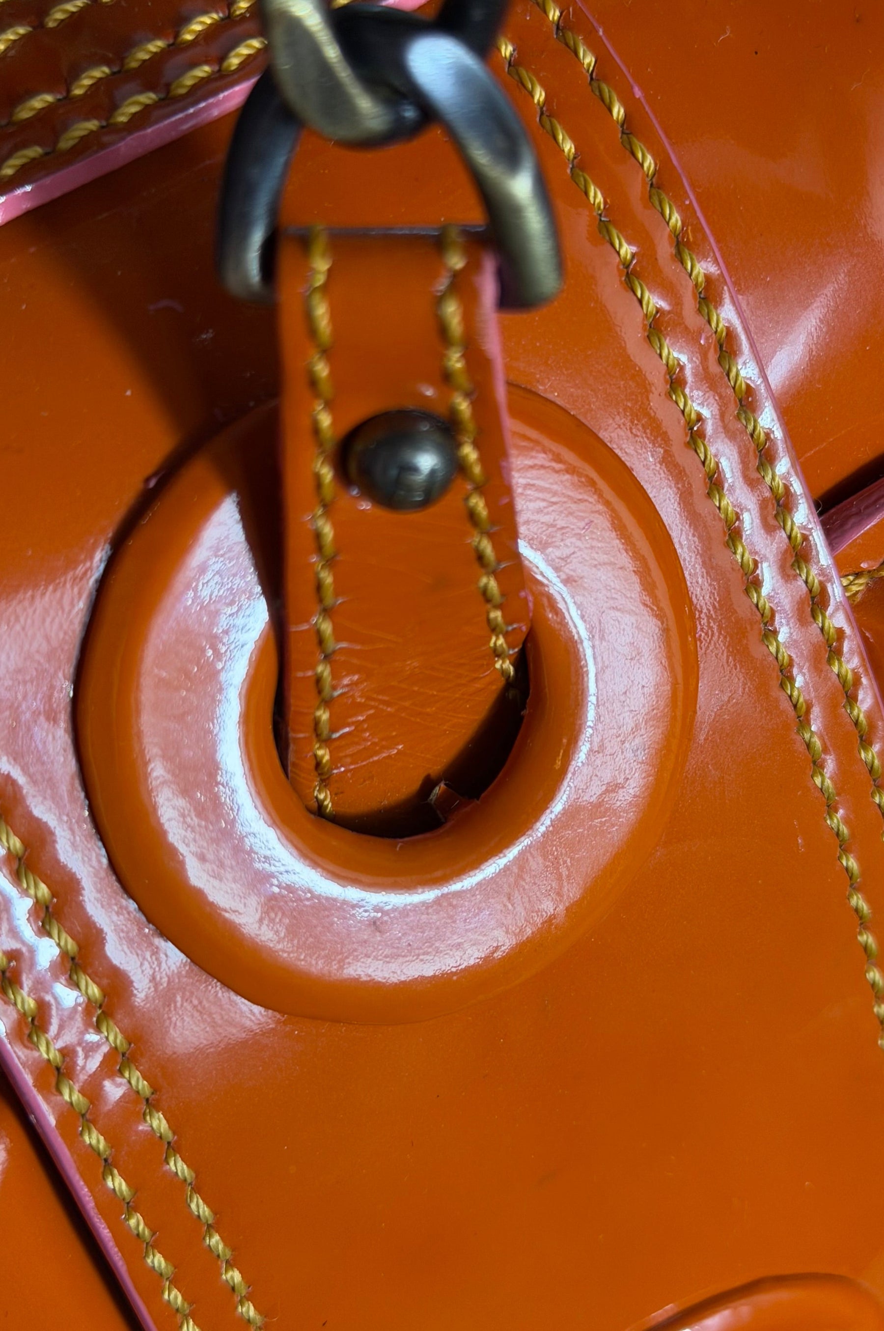 Fendi Orange Patent Vernice Chain Shoulder Bag | Italian Secondhand