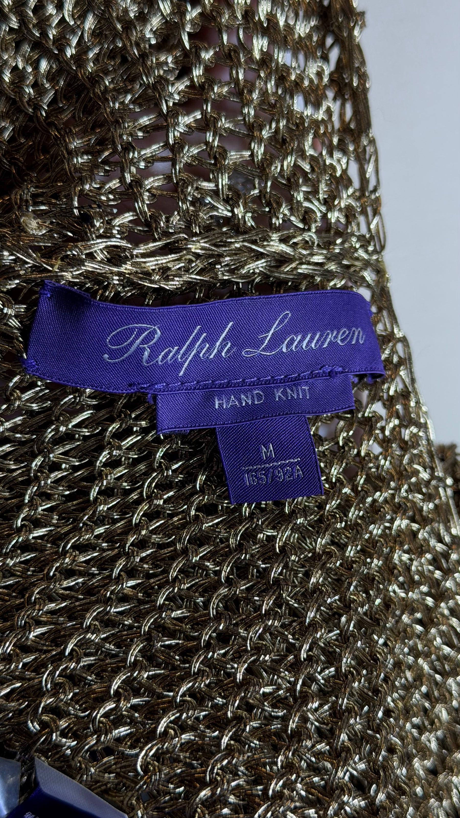 COMING SOON: Ralph Lauren Purple Label Hand Knit Metallic Gold Maxi Dress | American Designer Secondhand