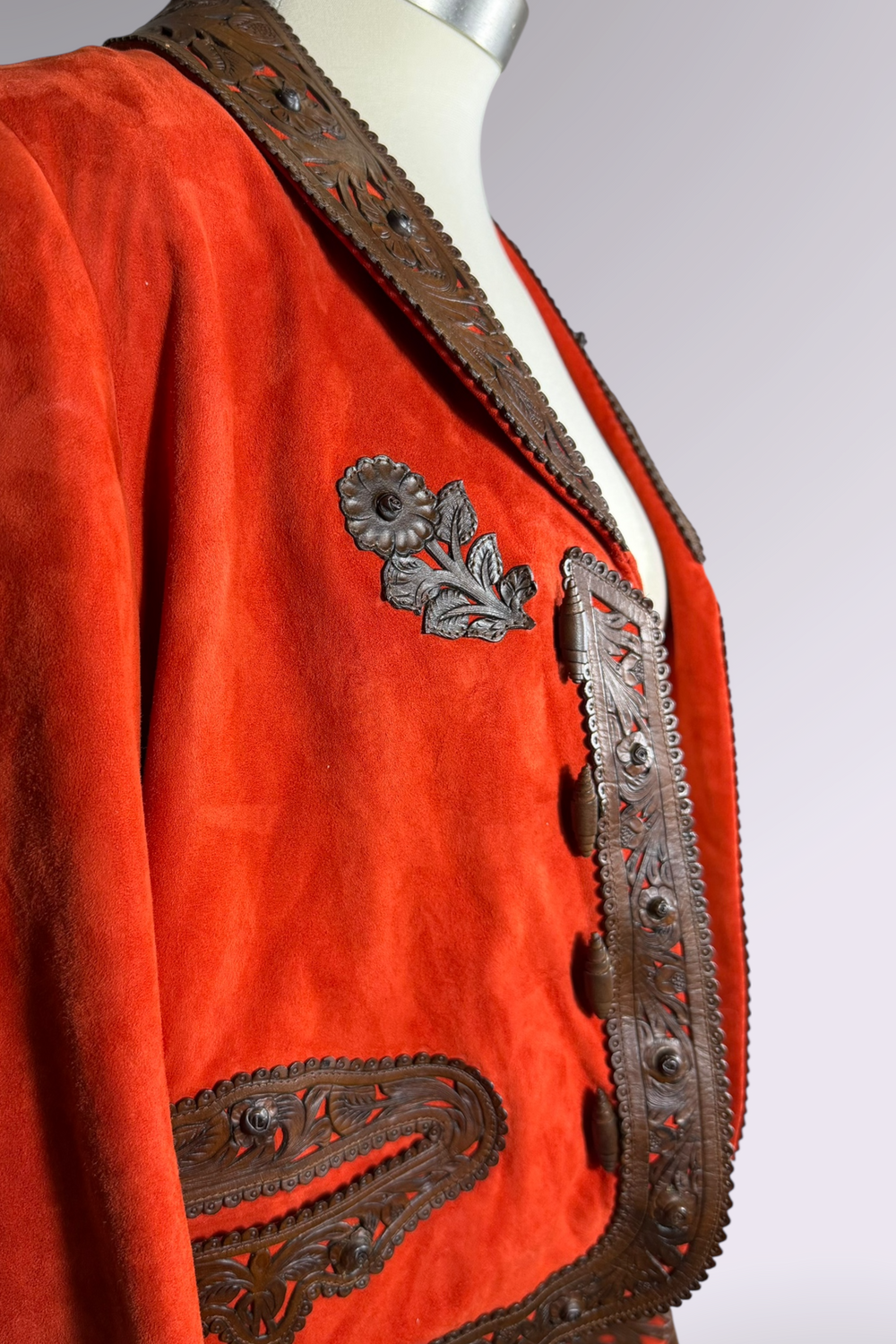 COMING SOON: Ralph Lauren Purple Label Red Suede Leather Appliqué Jacket | American Vintage