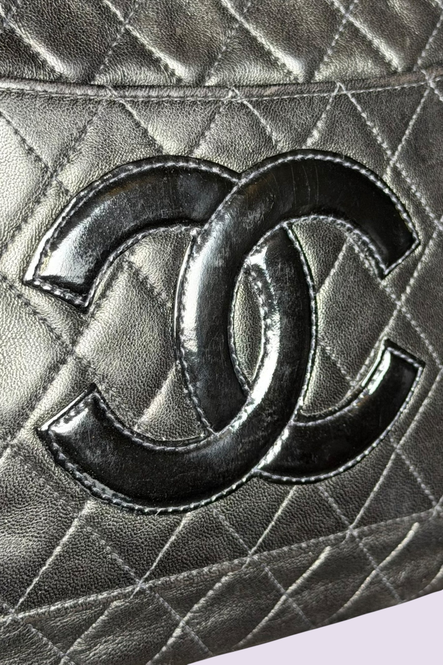 Chanel Late 90s Black Quilted Zip Tote | French Vintage