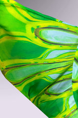 Roberto Cavalli 1996 Green Abstract Silk Hooded Tunic | Italian Vintage
