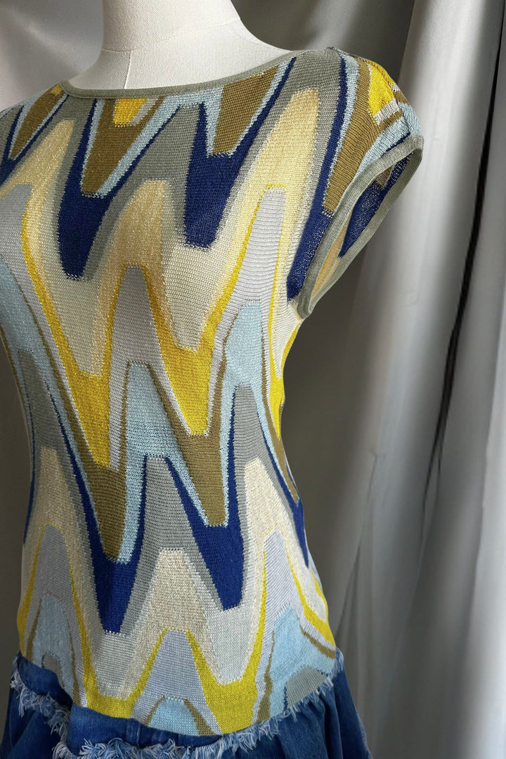 Missoni Chevron Cap Sleeve Knit Top | Italian Designer Vintage