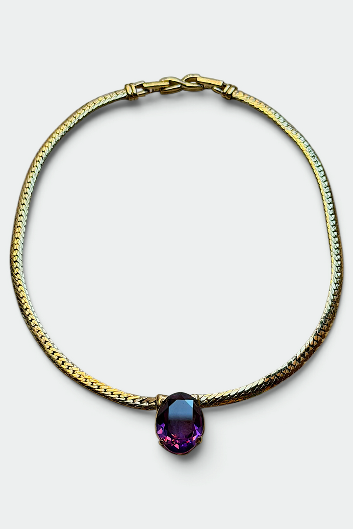 COMING SOON: D’ORLAN PURPLE STONE GOLD NECKLACE | CANADIAN VINTAGE