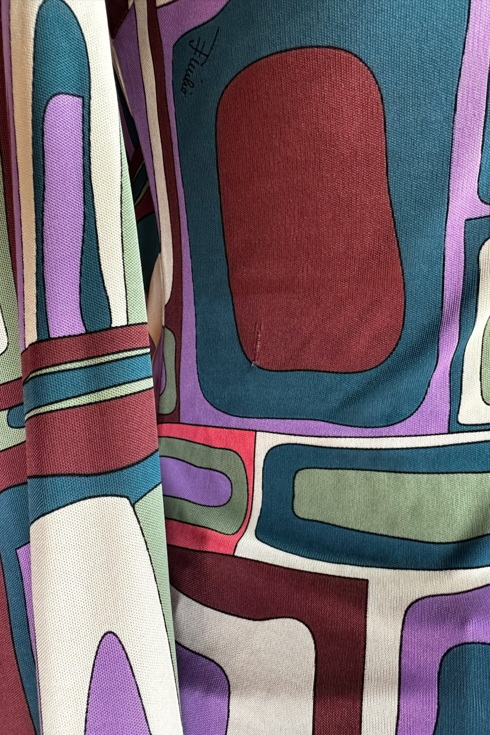 Emilio Pucci Long Sleeve Geometric Printed Top | Italian Designer Vintage