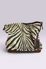 Ralph Lauren Zebra Print Canvas Hobo Bag | American Secondhand