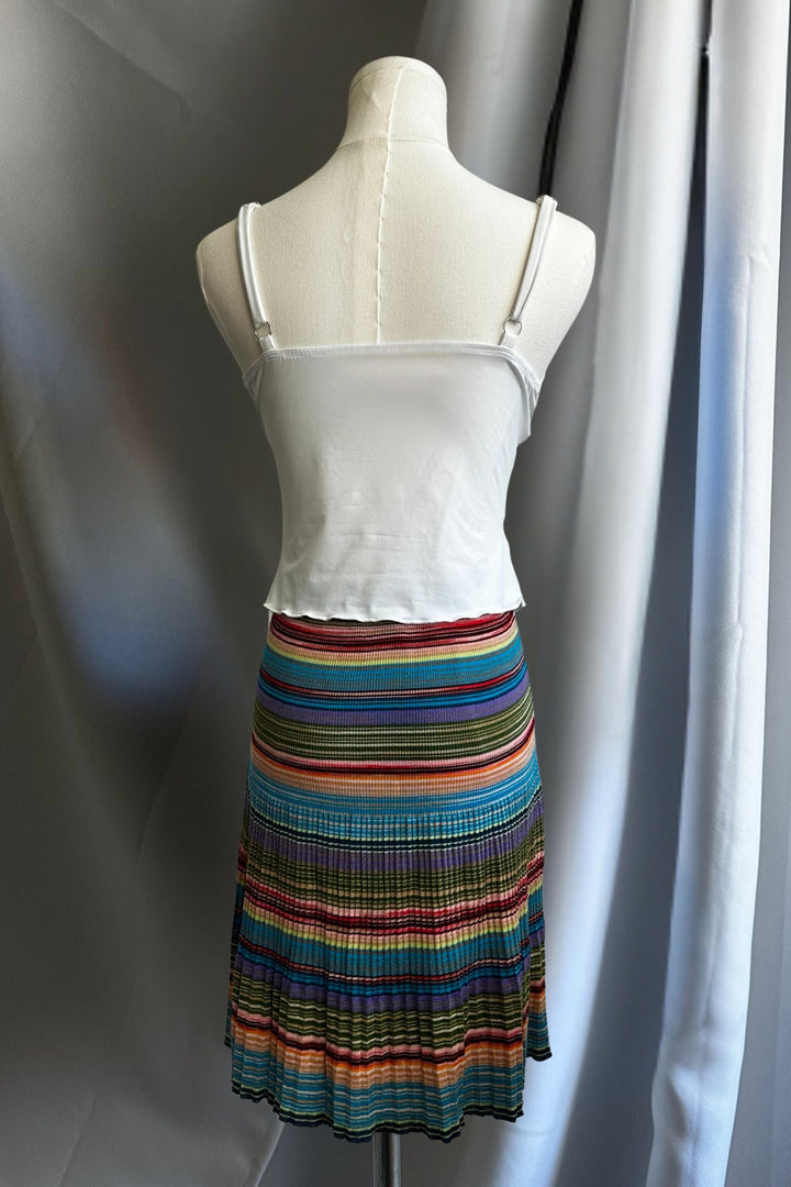 Missoni Multicolor Ribbed and Pleated Knit Skirt | Italian Designer Vintage