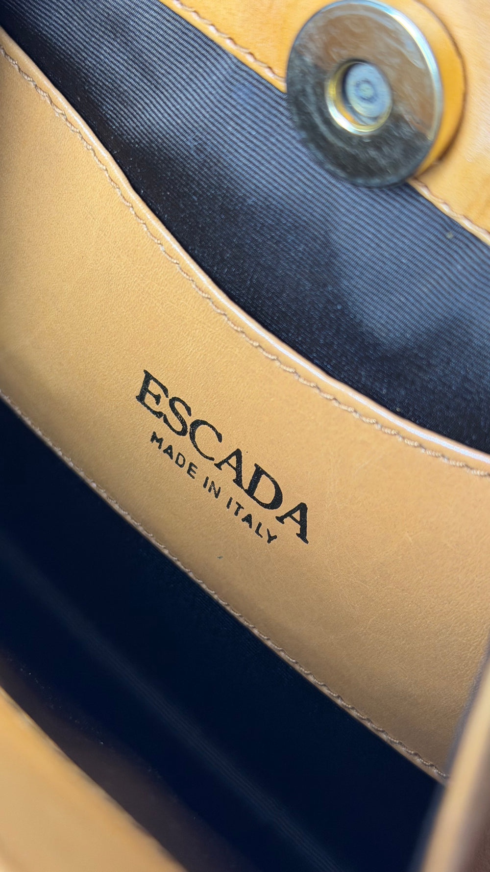 Escada Leather Ring Handle Grommet Bag | Italian Vintage