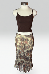 Jean Paul Gaultier Femme cabaret dancers print mesh skirt