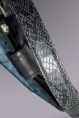 Guess Blue Embroidered Python-Embossed Vegan Leather Bag | American Vintage