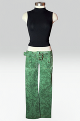 Coming soon: Just Cavalli Green Damask Print Low-Rise Jeans with Belt
