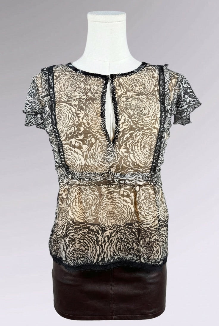 Blumarine Silk Floral Beaded Top | Italian Vintage