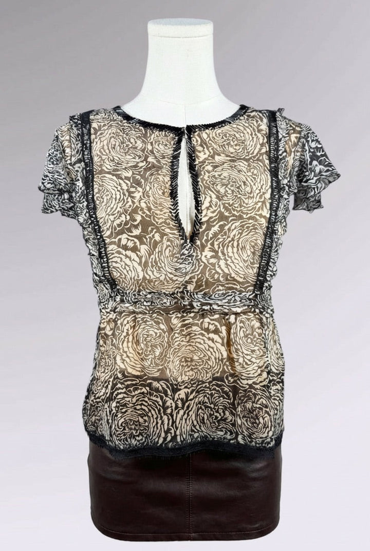 Blumarine Silk Floral Beaded Top | Italian Vintage