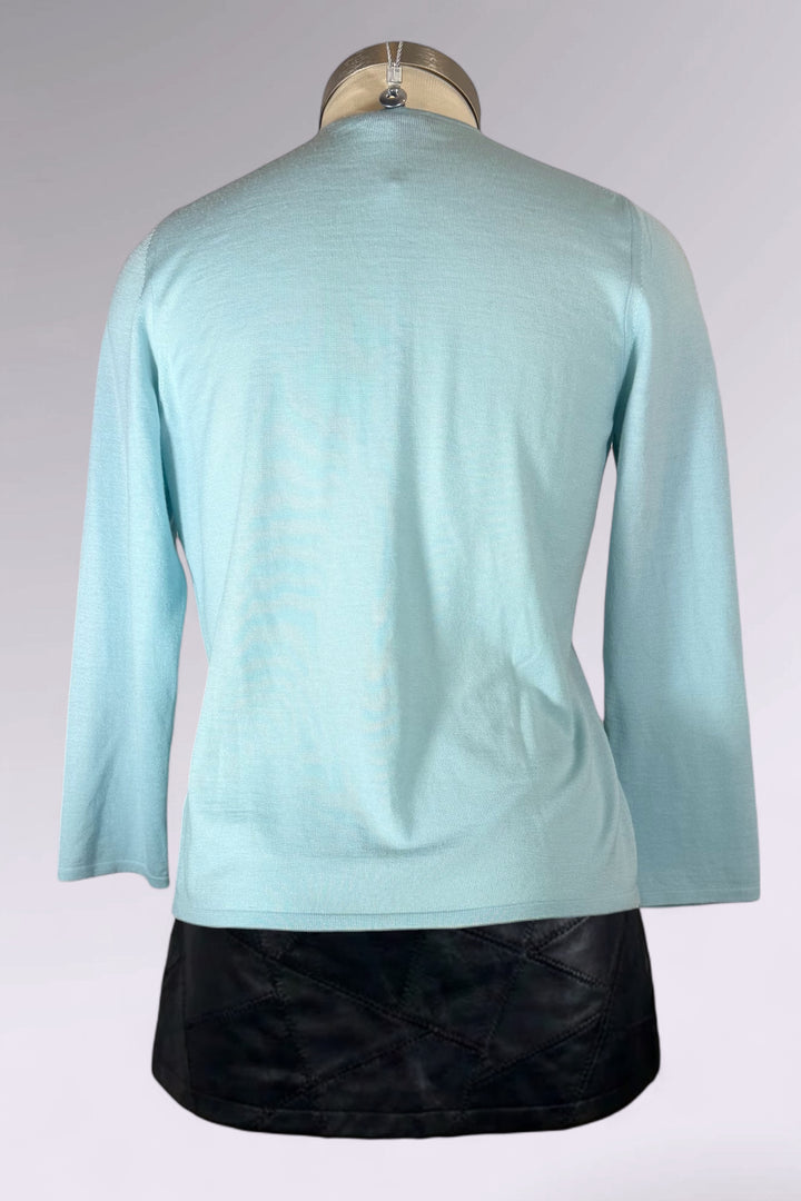 Gucci Light Blue Wool Knit Hook Closure Cardigan | Italian Secondhand