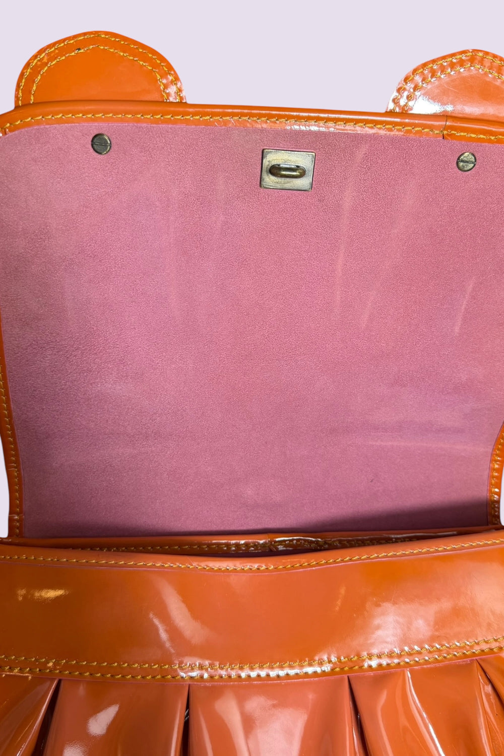 Fendi Orange Patent Vernice Chain Shoulder Bag | Italian Secondhand