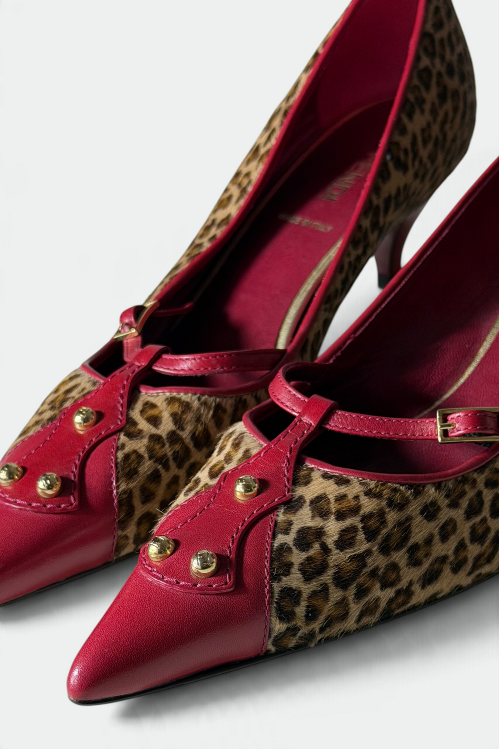 COMING SOON: FENDI LEOPARD PRINT RED LEATHER T-STRAP KITTEN HEELS | ITALIAN SECONDHAND