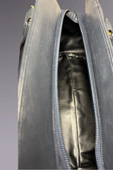 Braccialini Black Leather Top Handle Bag | Italian Vintage