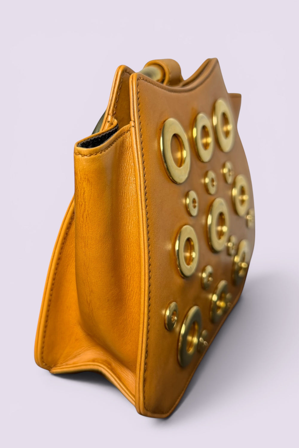 Escada Leather Ring Handle Grommet Bag | Italian Vintage