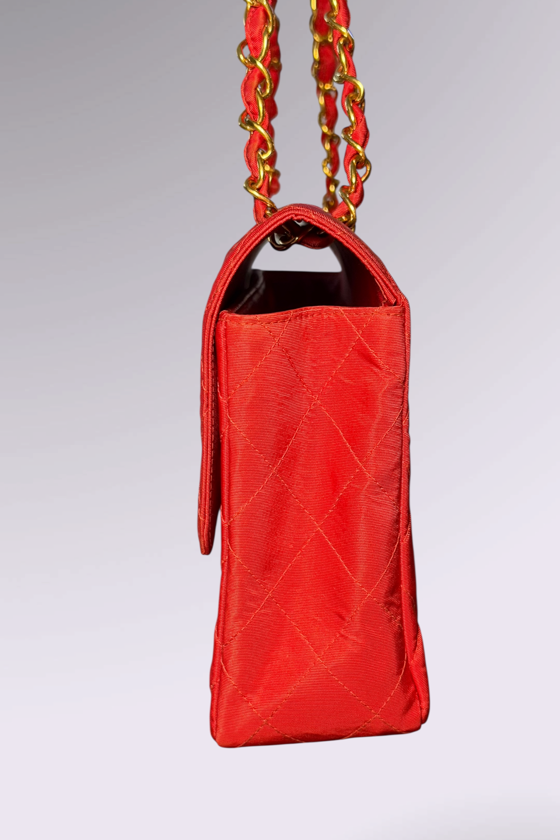 Chanel 90s Small Red Classic Single Flap Bag | French Designer Vintage