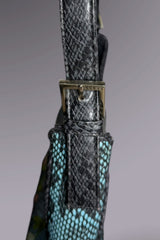 Guess Blue Embroidered Python-Embossed Vegan Leather Bag | American Vintage