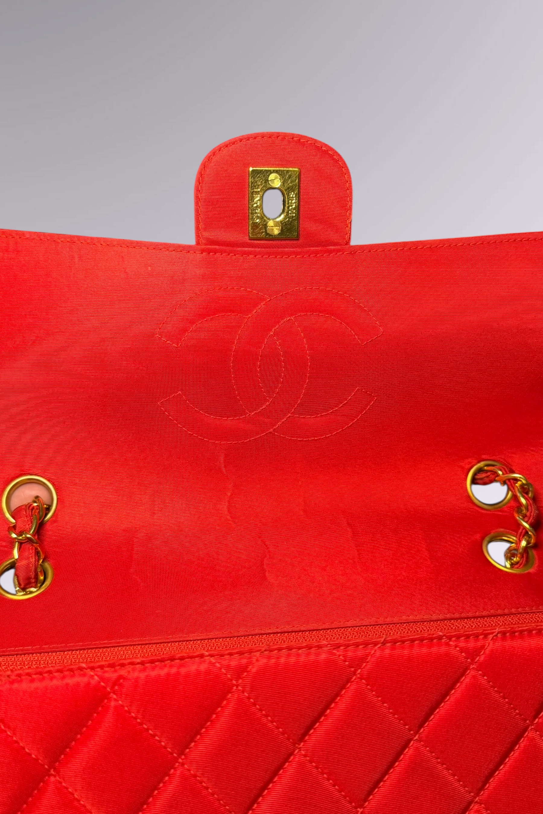 Chanel 90s Small Red Classic Single Flap Bag | French Designer Vintage