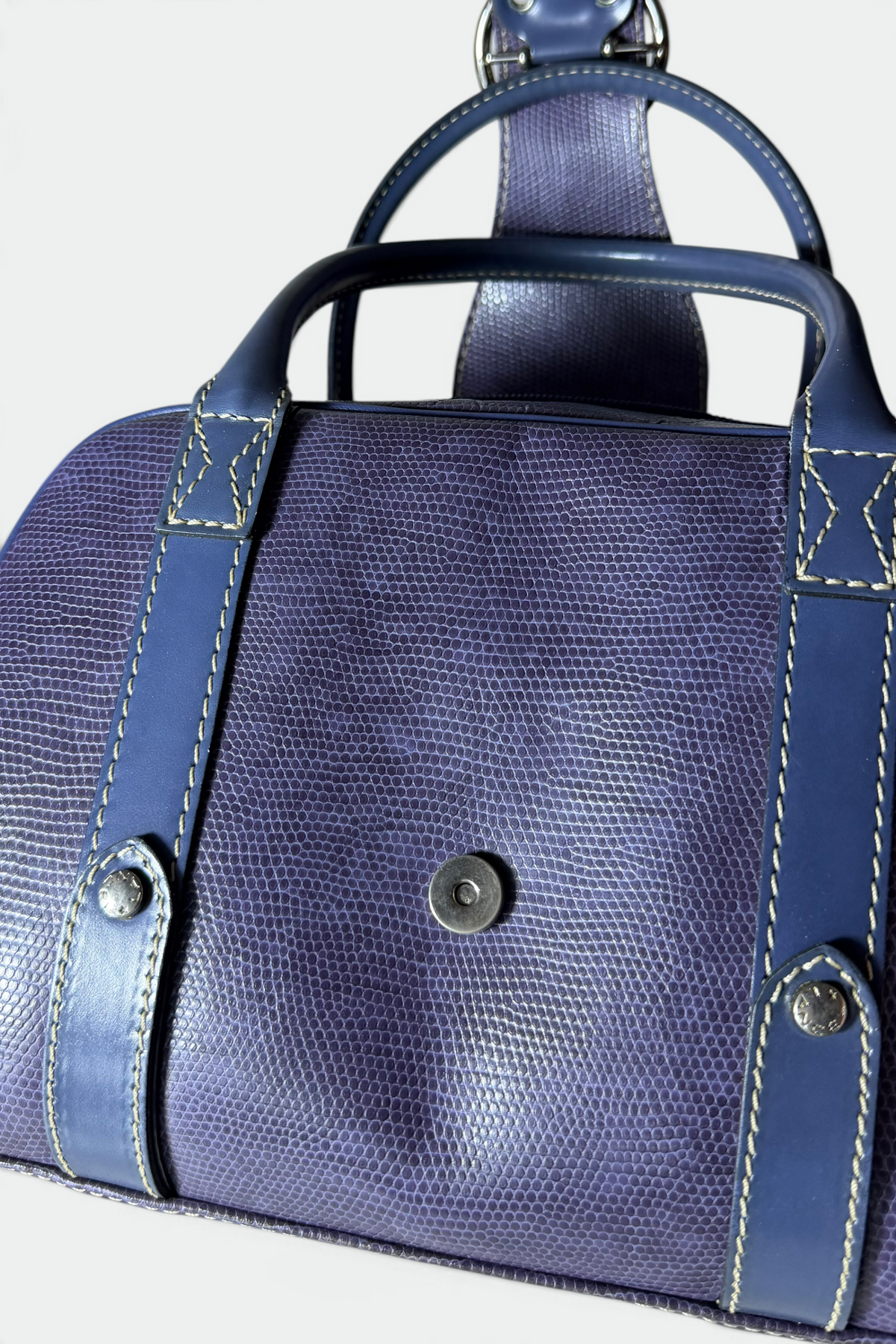 COMING SOON: LANCEL PURPLE LIZARD-EMBOSSED LEATHER BOWLER BAG | FRENCH SECONDHAND