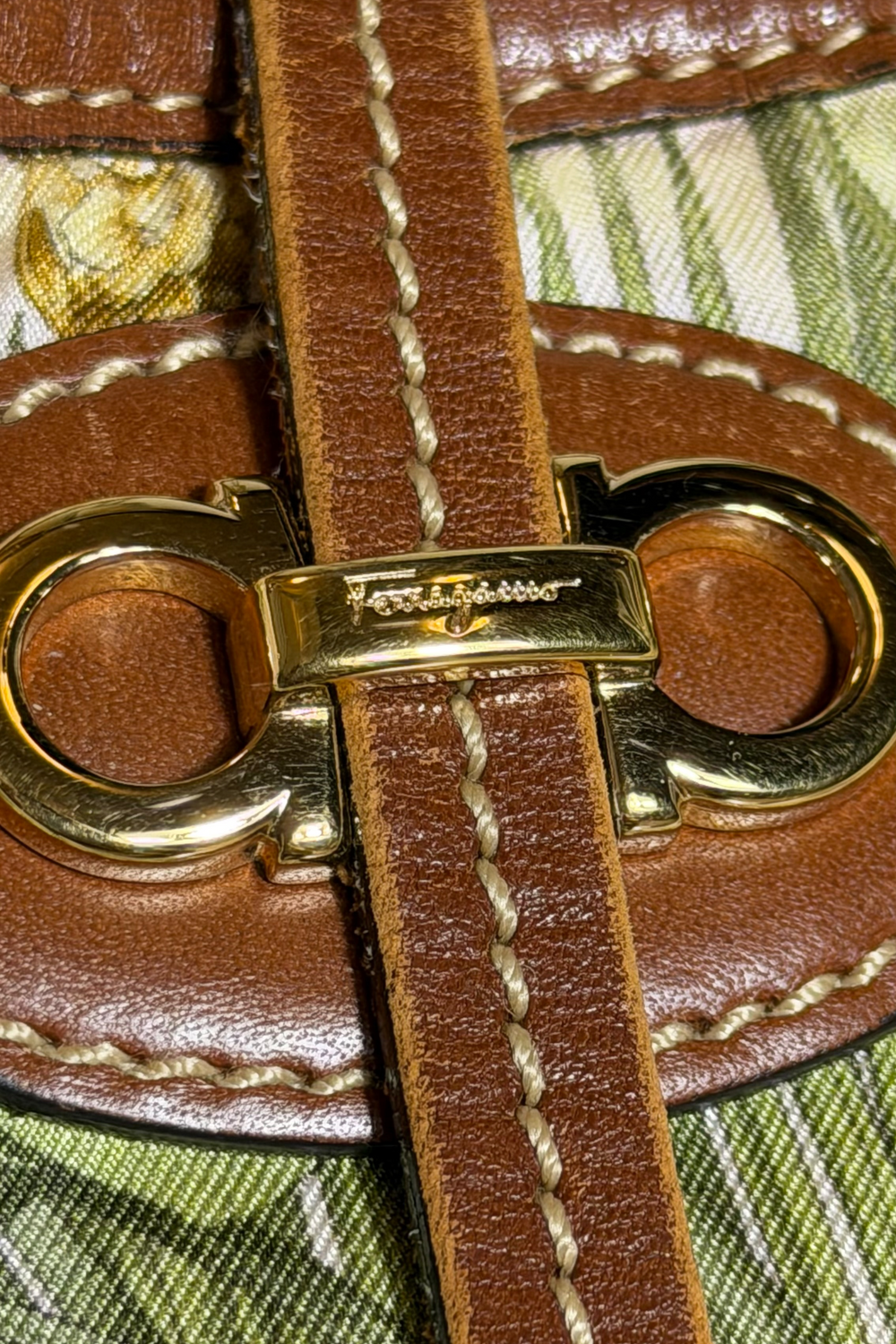 Salvatore Ferragamo Reversible Jungle Print Nylon & Perforated Leather Tote | Italian Secondhand
