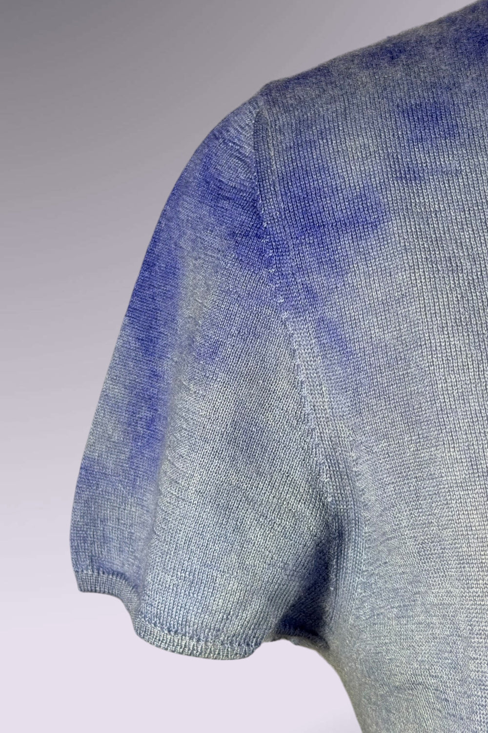 Giorgio Armani 1990s Blue Gradient Cashmere Silk Knit Top | Italian Vintage
