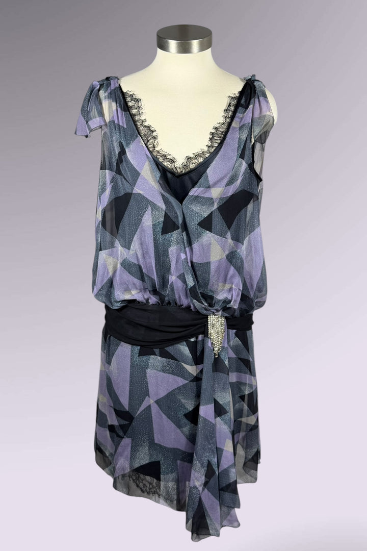 Diane von Furstenberg Silk Geometric Print Dress with Crystal Embellishment | American Secondhand
