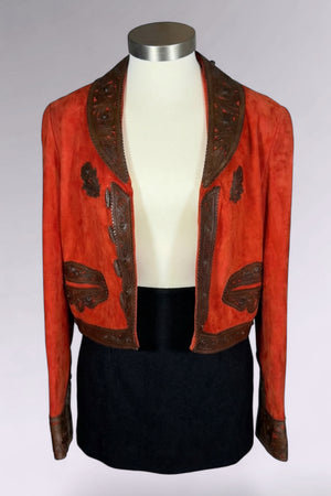 Ralph Lauren Collection Red Suede Leather Appliqué Jacket | Runway Archive