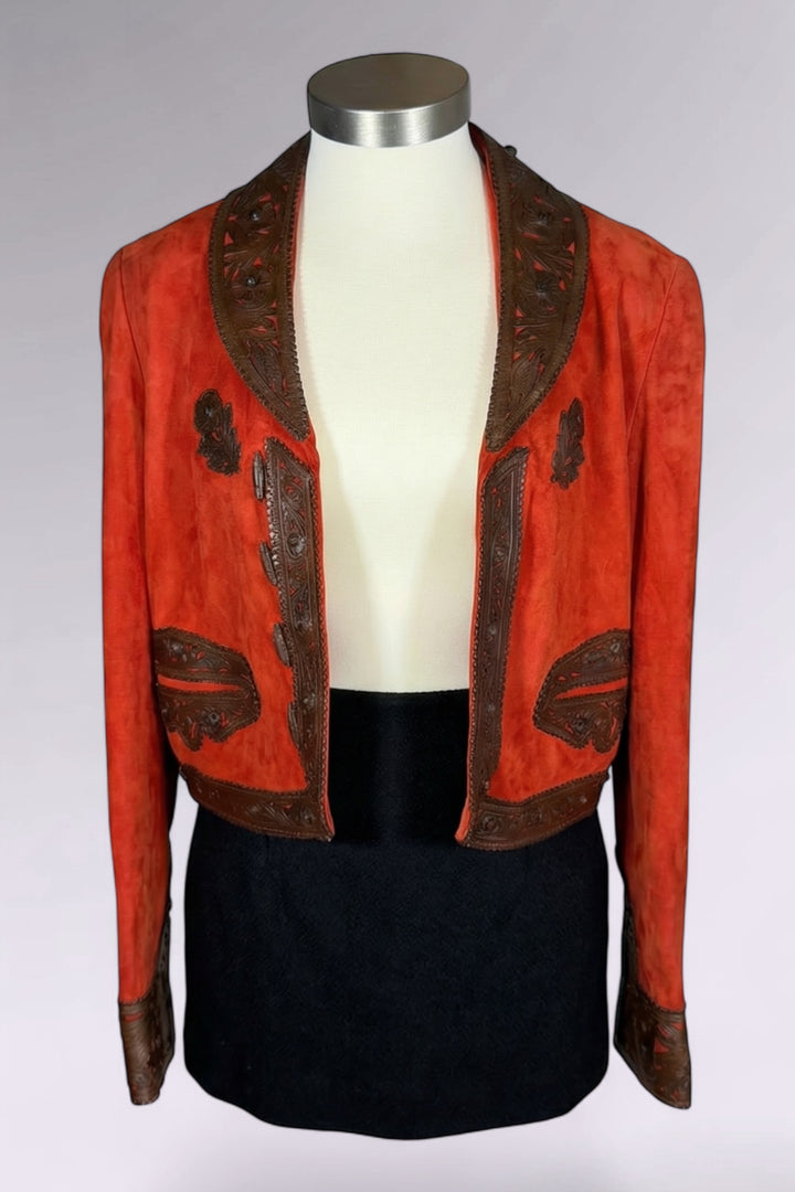 Ralph Lauren Collection Red Suede Leather Appliqué Jacket | Runway Archive