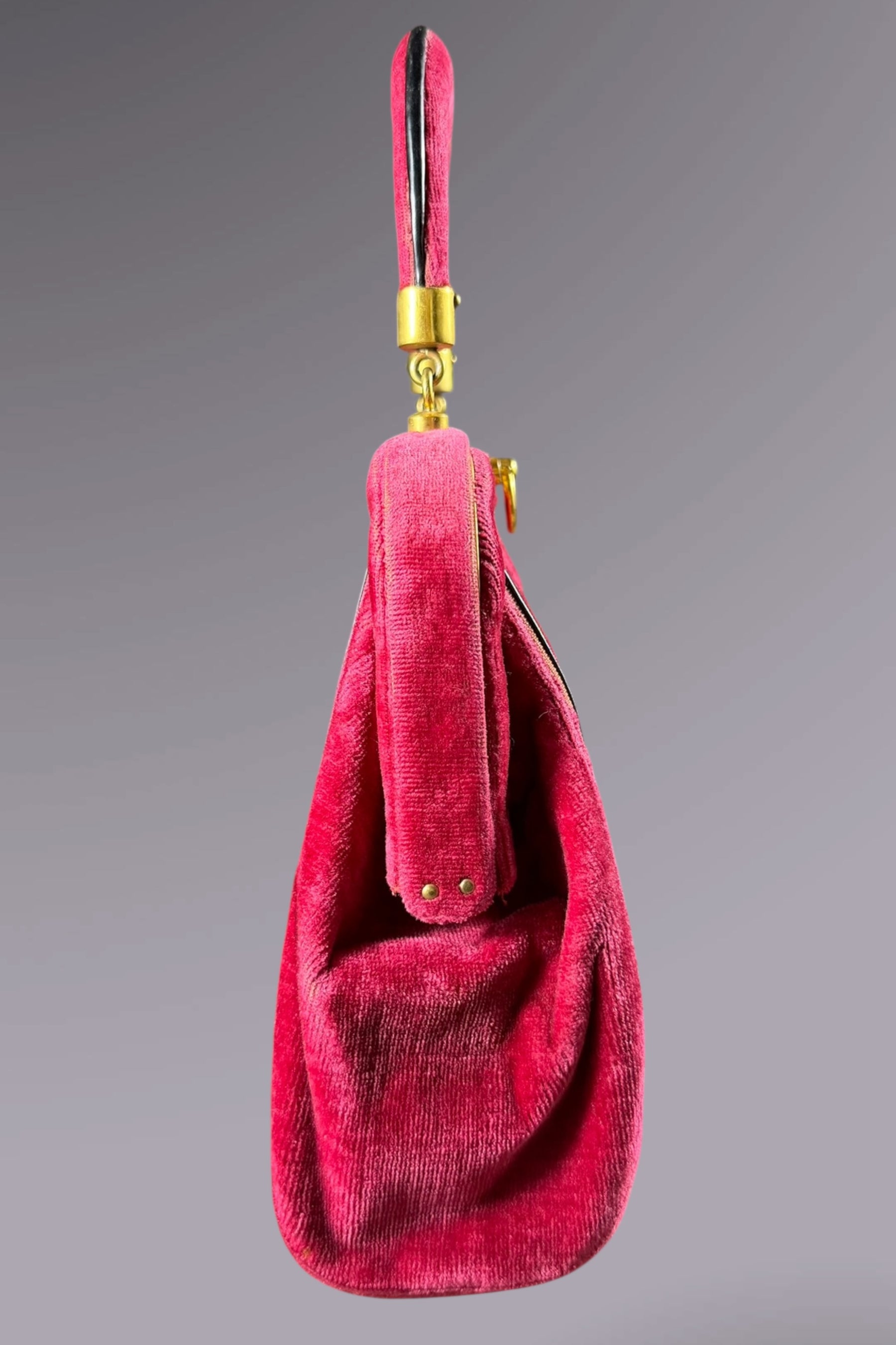 Roberta di Camerino Pink Velvet Floral Frame Bag | Italian Vintage