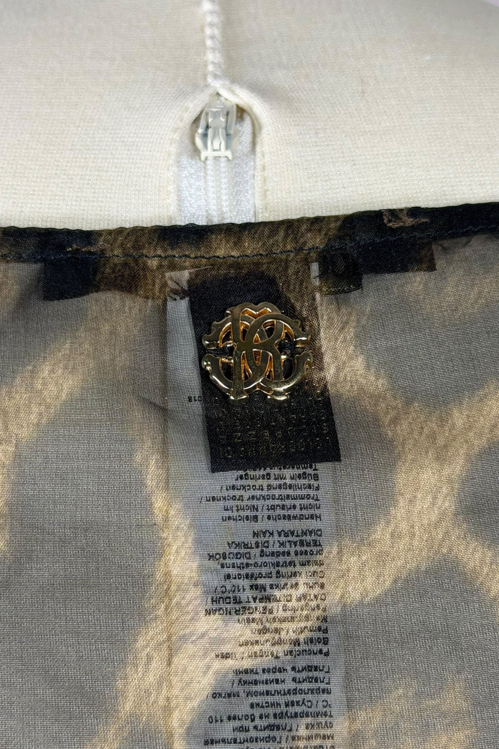 Roberto Cavalli Leopard Print Sheer Tunic Top with Waist Tie | Italian Secondhand