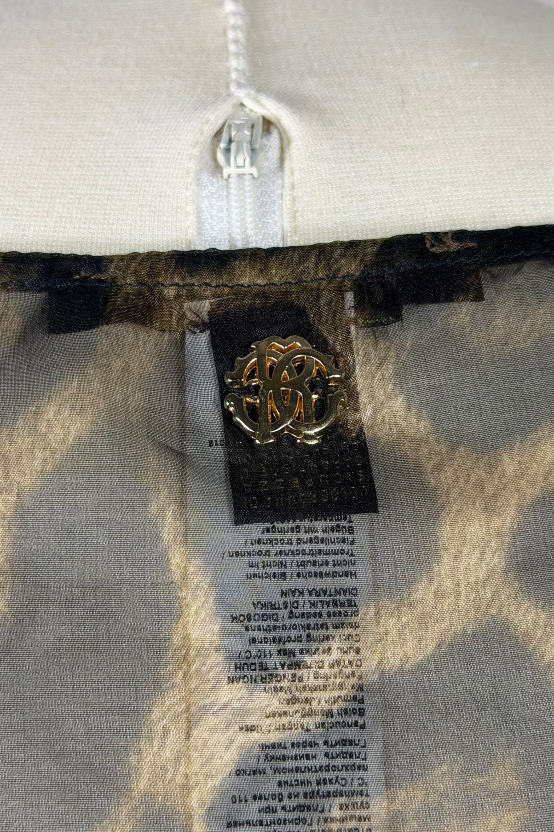 Roberto Cavalli Leopard Print Sheer Tunic Top with Waist Tie | Italian Secondhand