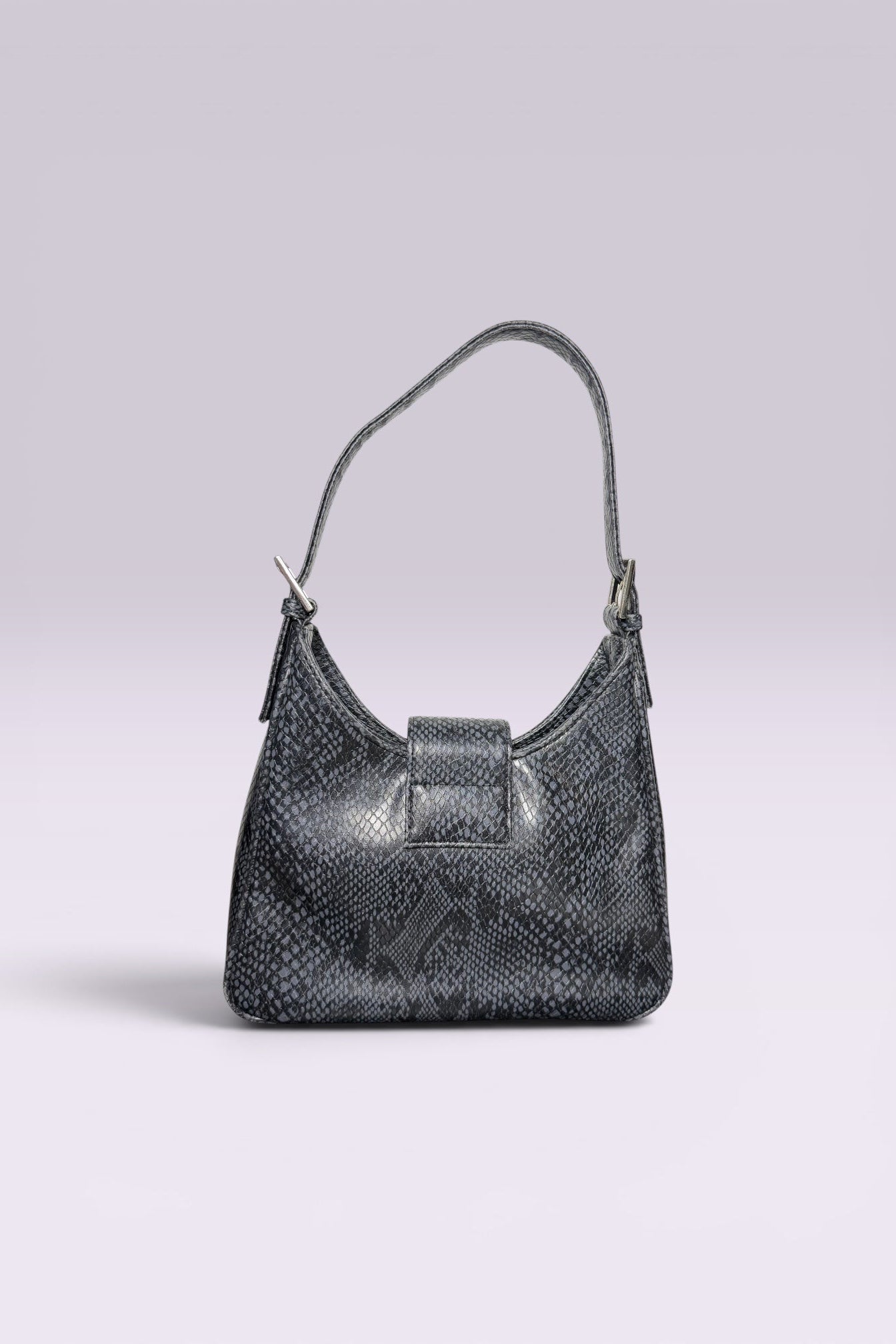 Guess Black Embroidered Python-Embossed Vegan Leather Bag | American Vintage