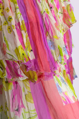 Blumarine Silk Floral Off Shoulder Ruffle Blouse | Italian Secondhand