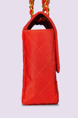 Chanel 90s Small Red Classic Single Flap Bag | French Vintage