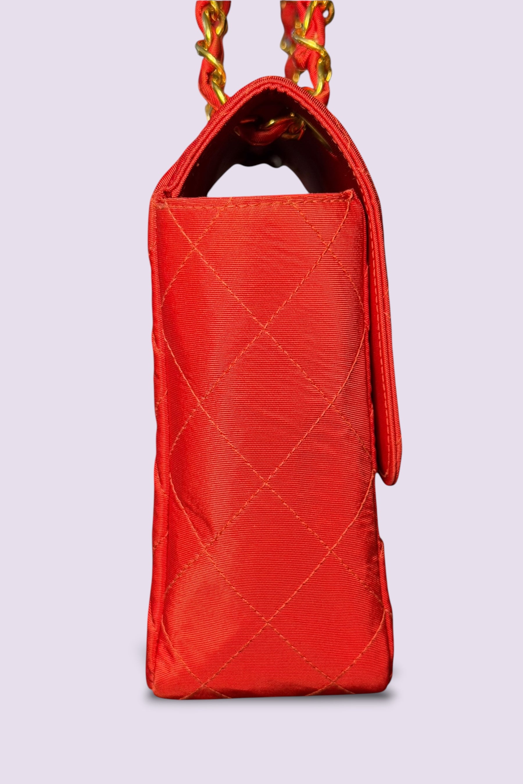 Chanel 90s Small Red Classic Single Flap Bag | French Vintage
