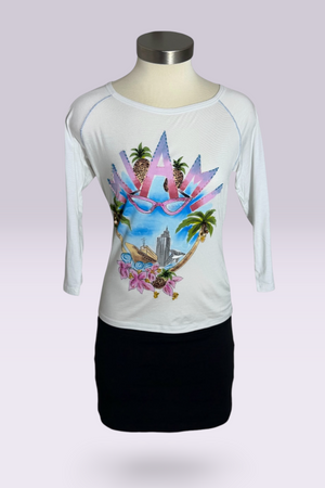 Blugirl by Blumarine Miami Graphic Embellished 3/4 Sleeve Top | Italian Vintage