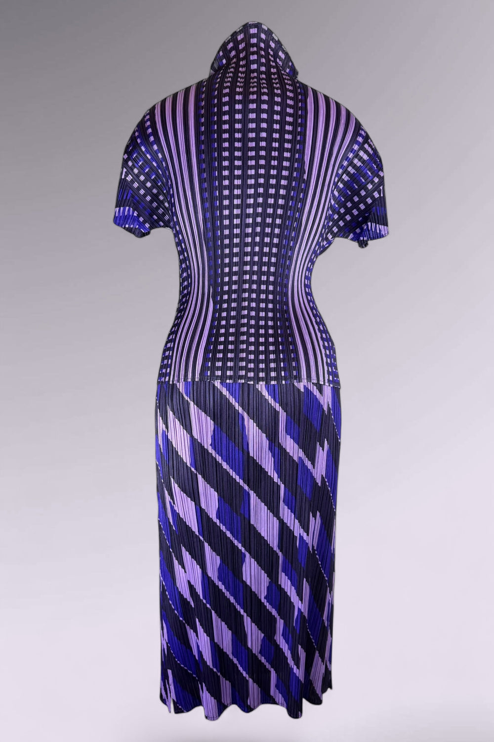 Pleats Please Issey Miyake Printed Pleated Top and Skirt Set | Japanese Secondhand