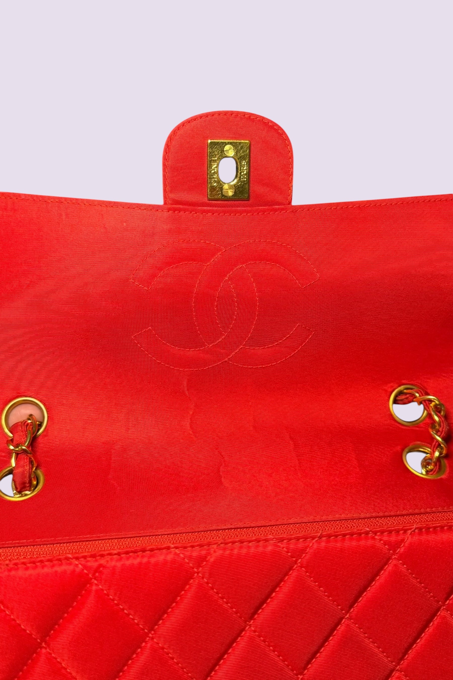Chanel 90s Small Red Classic Single Flap Bag | French Vintage
