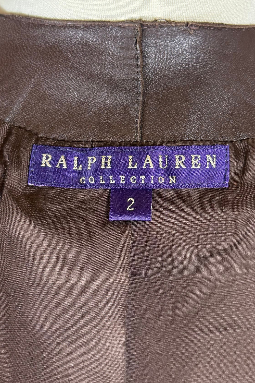 Ralph Lauren Purple Label Brown Leather Jacket | American Vintage