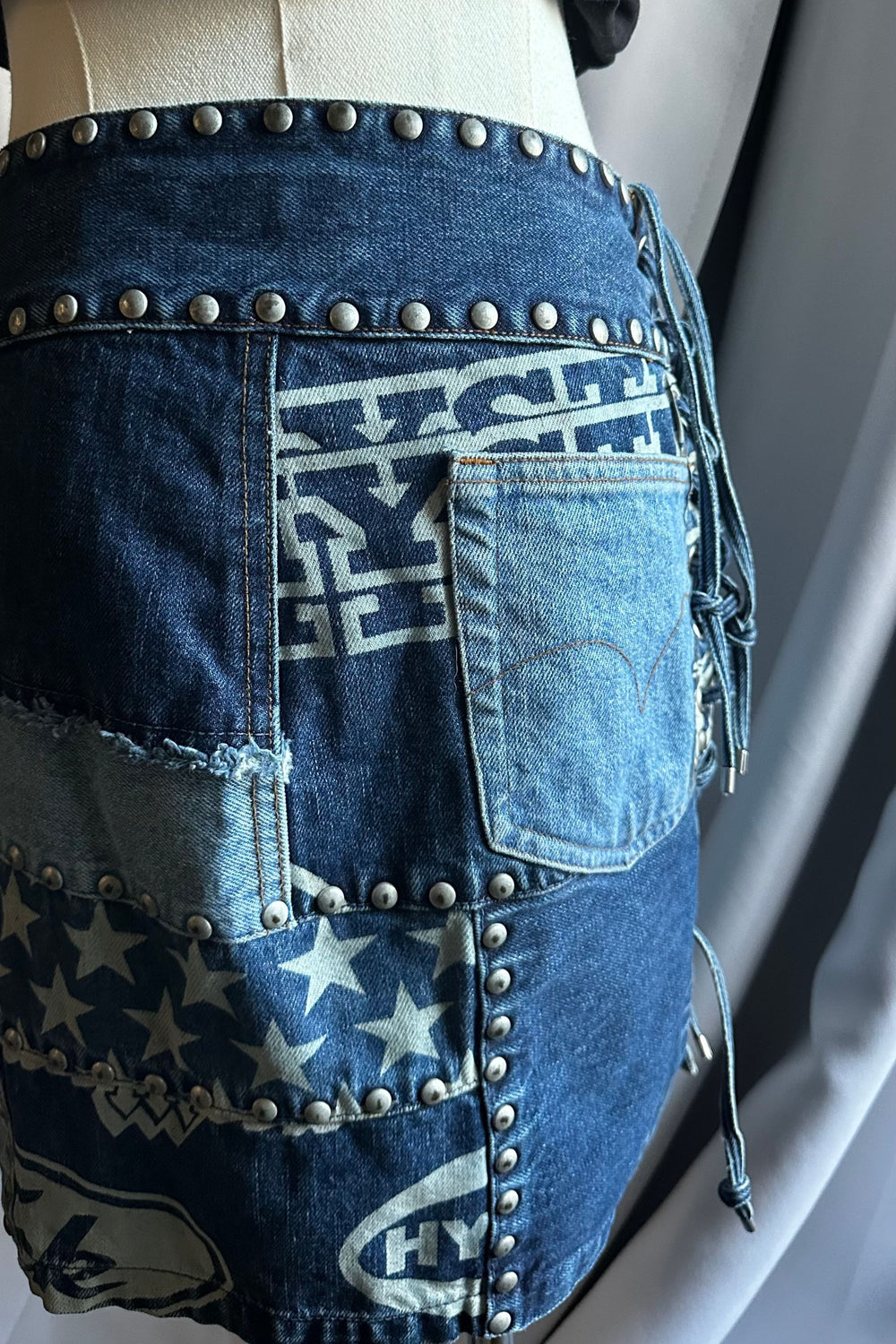 Hysteric Glamour Patchwork Denim Mini Skirt | Japanese Designer Vintage