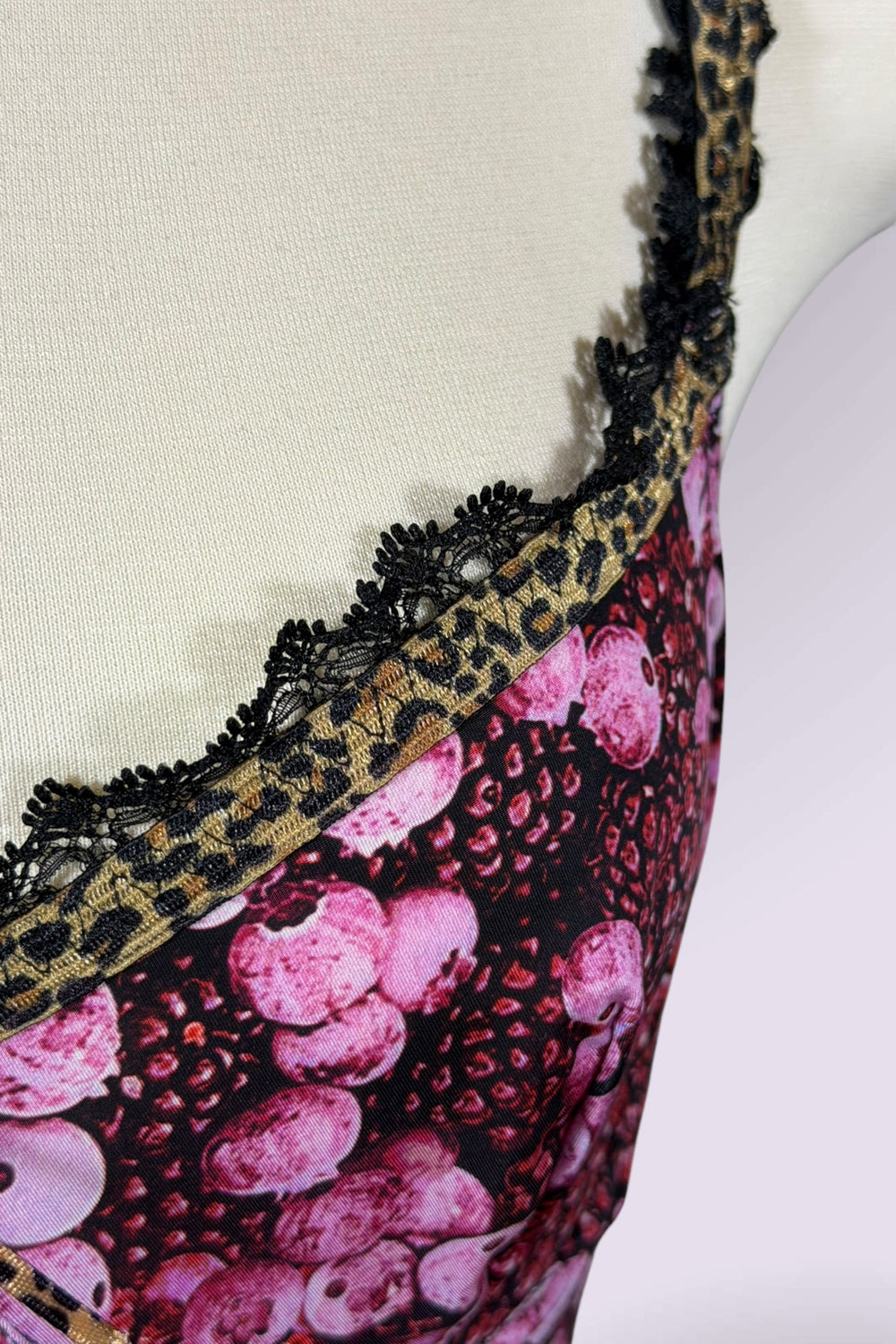 Just Cavalli Berry Print Leopard and Lace Trim Camisole | Italian Secondhand
